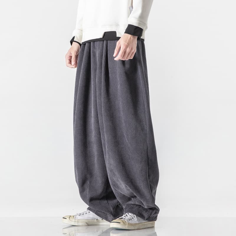 ワイドパンツ メンズ ワイドパンツ メンズ ゆったり畦編みワイドスラックス