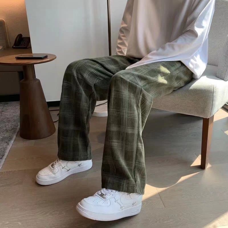 ワイドパンツ メンズ ワイドパンツ メンズ 格子柄ゆったりスラックス