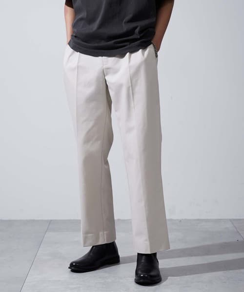 ワイドパンツ メンズ ワンボタンハーフゴムストレートパンツ
