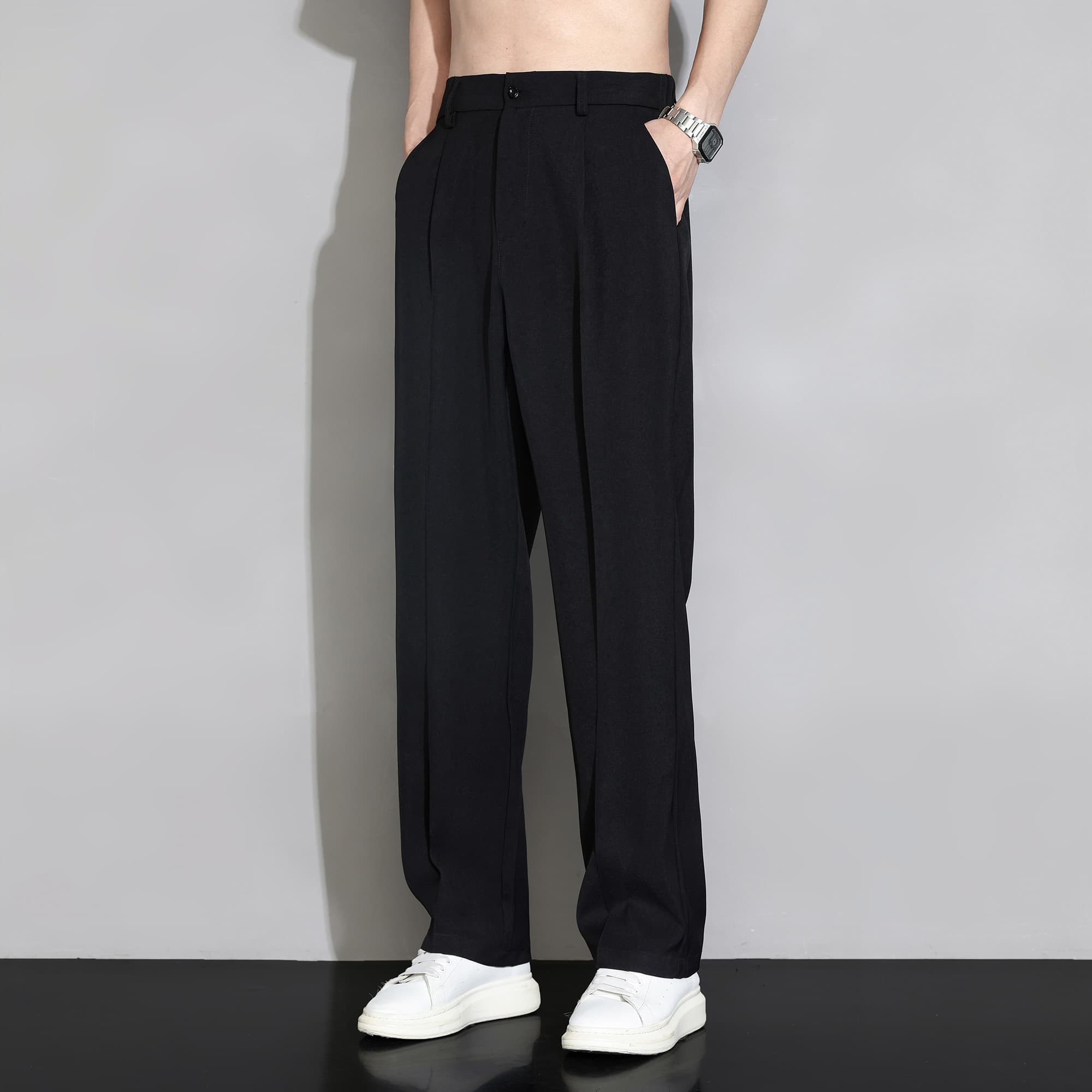 ワイドパンツ メンズ シルキータッチ ワイドスラックス