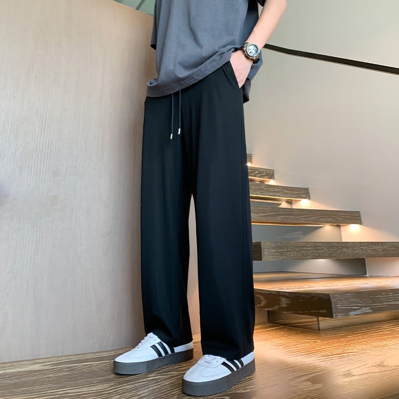 ワイドパンツ メンズ リラックスワイドストレートスウェットパンツ