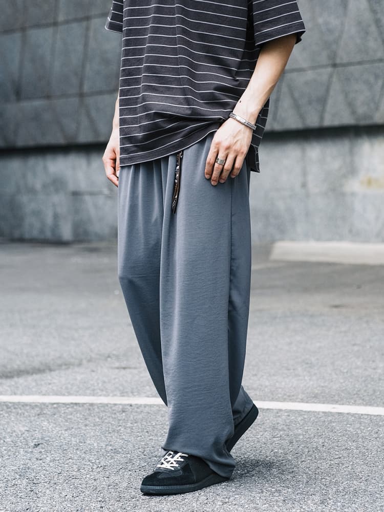 ワイドパンツ メンズ 超軽量ドレープ素材ワイドパンツ