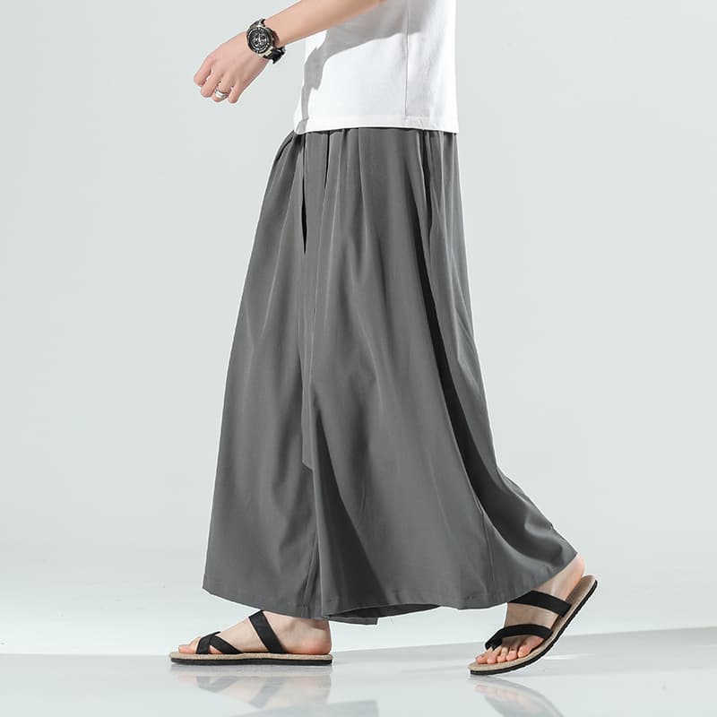 ワイドパンツ メンズ 和風ワイドレッグ九分丈パンツ