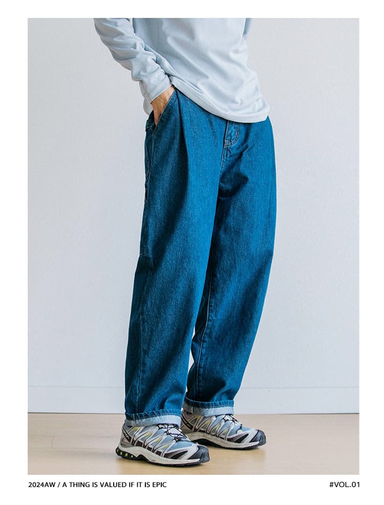 ワイドパンツ メンズ レトロワークテイスト ワイドジーンズ