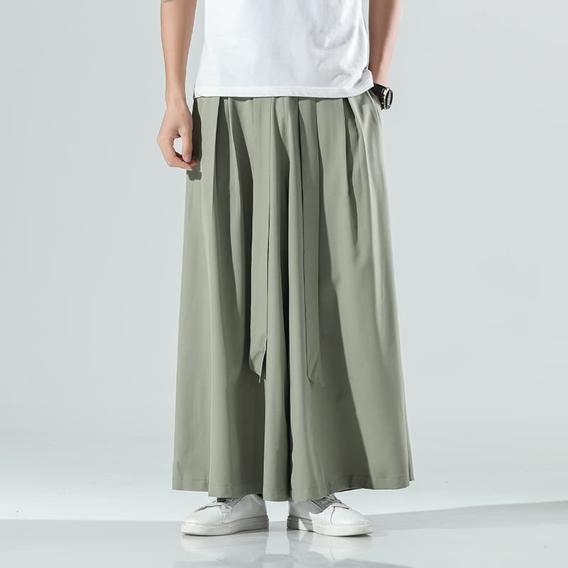 ワイドパンツ メンズ 和風ワイドレッグ九分丈パンツ