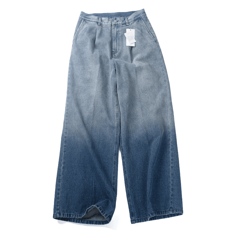 ワイドパンツ メンズ レトロ風グラデーション高腰ワイドジーンズ