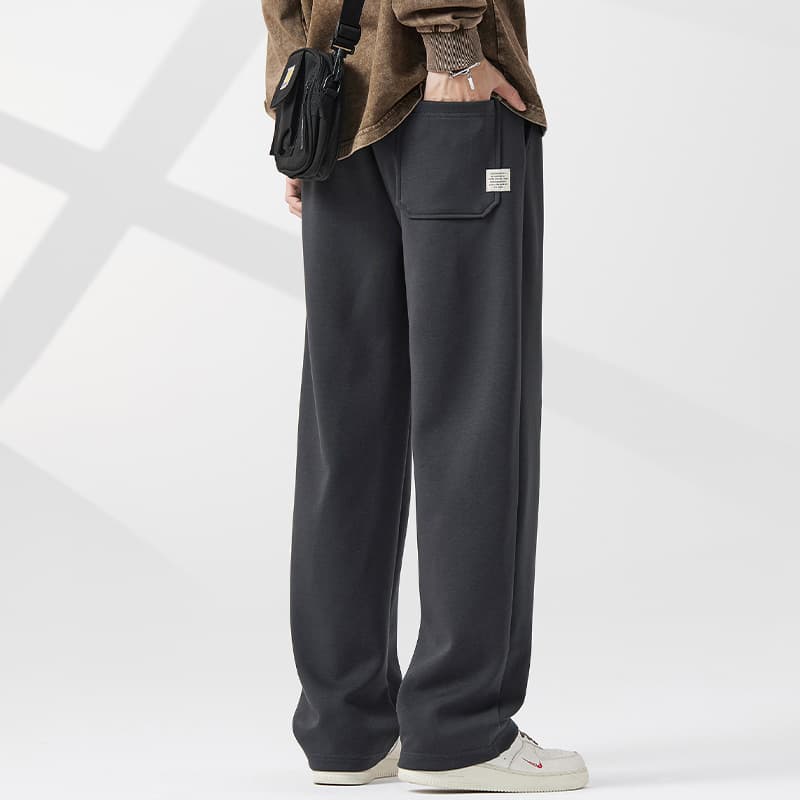 メンズワイドパンツ ゆったりシルエット裏起毛スウェット長ズボン