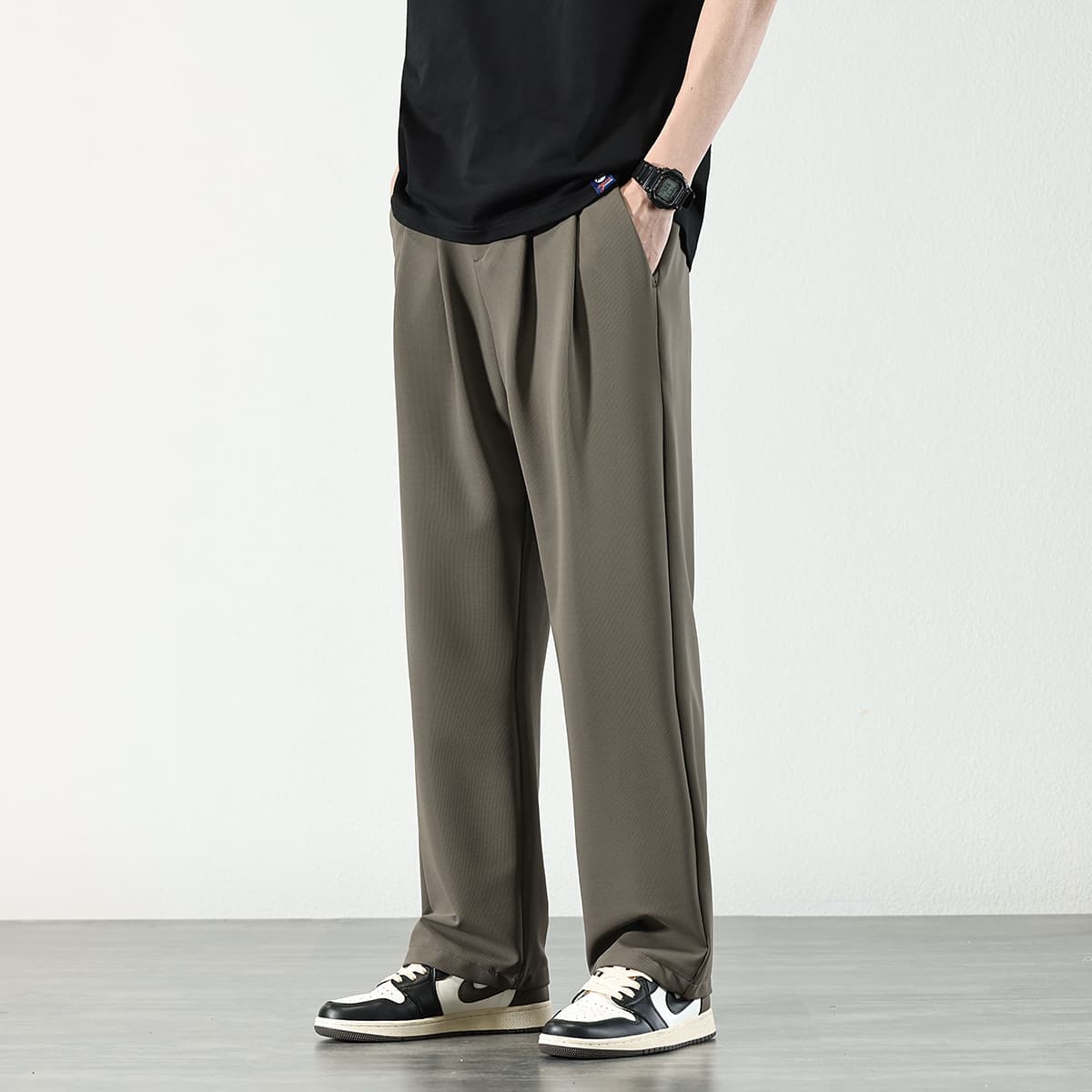 ワイドパンツ メンズ 薄手ストレートワイドパンツ 速乾素材