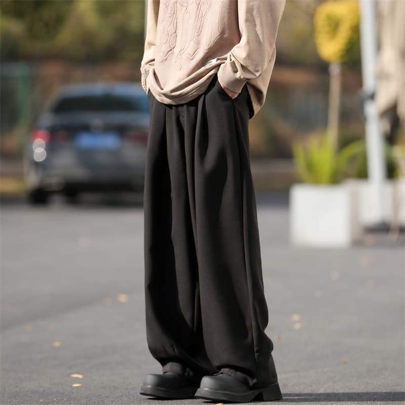 ワイドパンツ メンズ レトロテイスト ドレープ ワイドパンツ