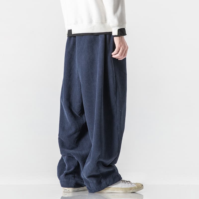 ワイドパンツ メンズ ワイドパンツ メンズ ゆったり畦編みワイドスラックス