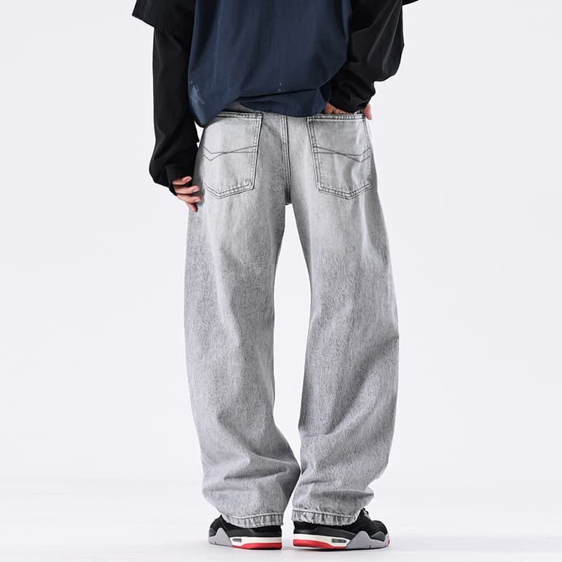 ワイドパンツ メンズ ダメージ加工ワイドシルエットジーンズ