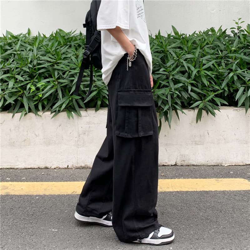 ワイドパンツ メンズ マルチポケット付きワイドカーゴパンツ