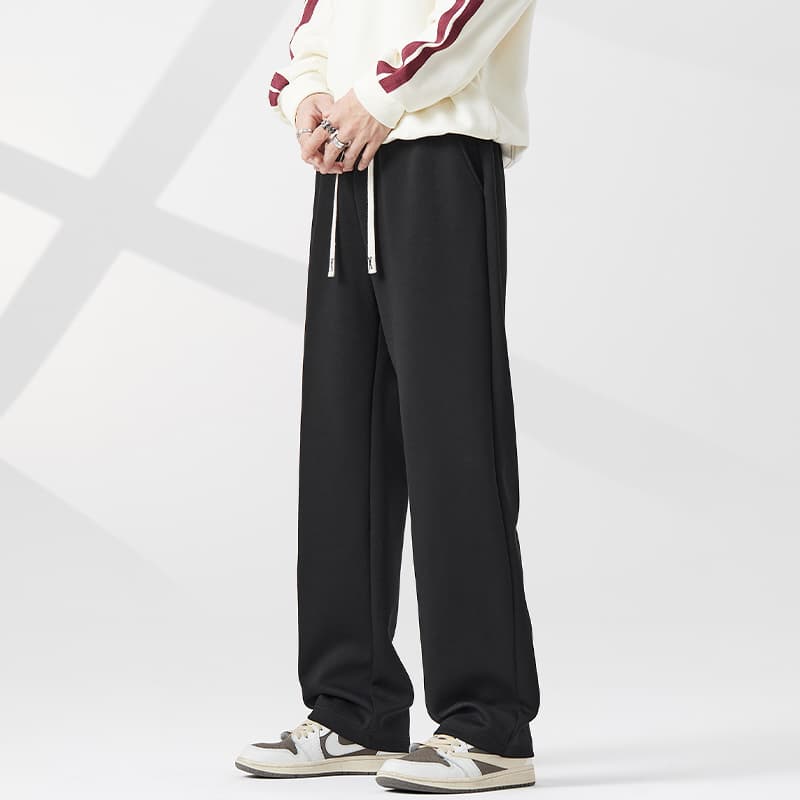 メンズワイドパンツ ゆったりシルエット裏起毛スウェット長ズボン