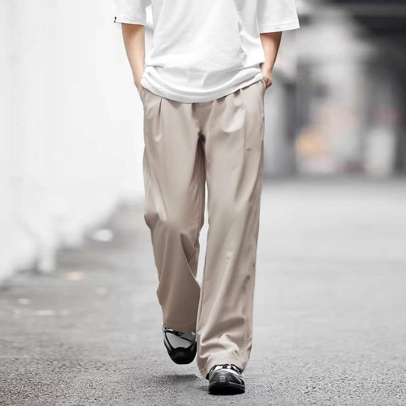 ワイドパンツ メンズ 防シワ撥水ストレートワイドパンツ