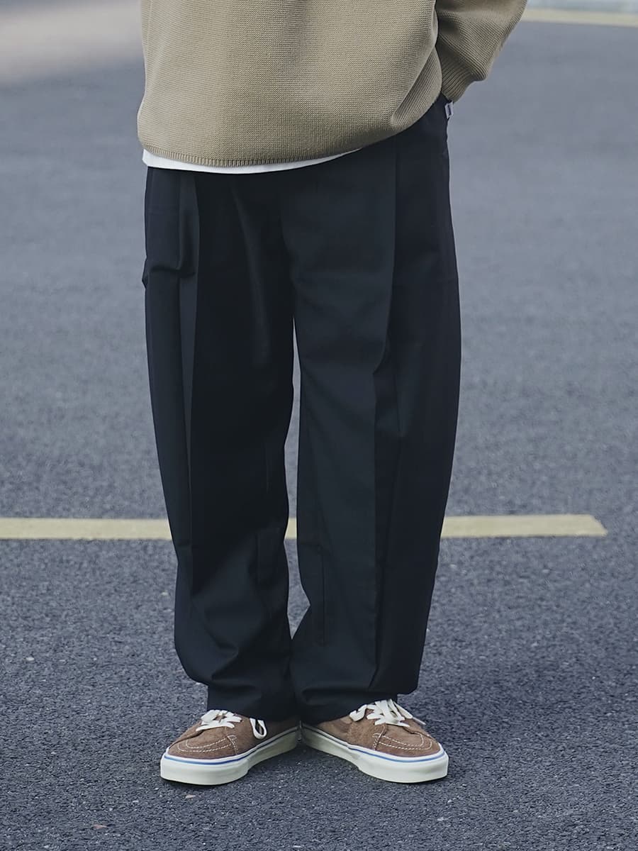 ワイドパンツ メンズ ダブルプリーツ ワイドスラックス