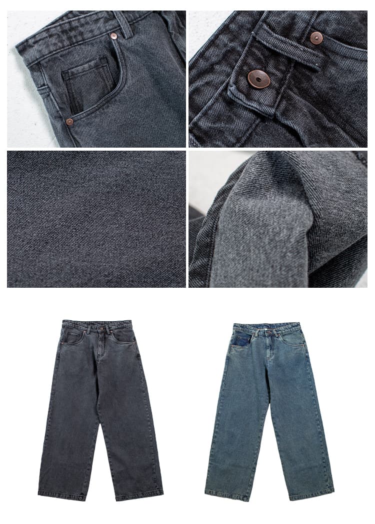 ワイドパンツ メンズ レトロ風ワイドシルエットデニムパンツ