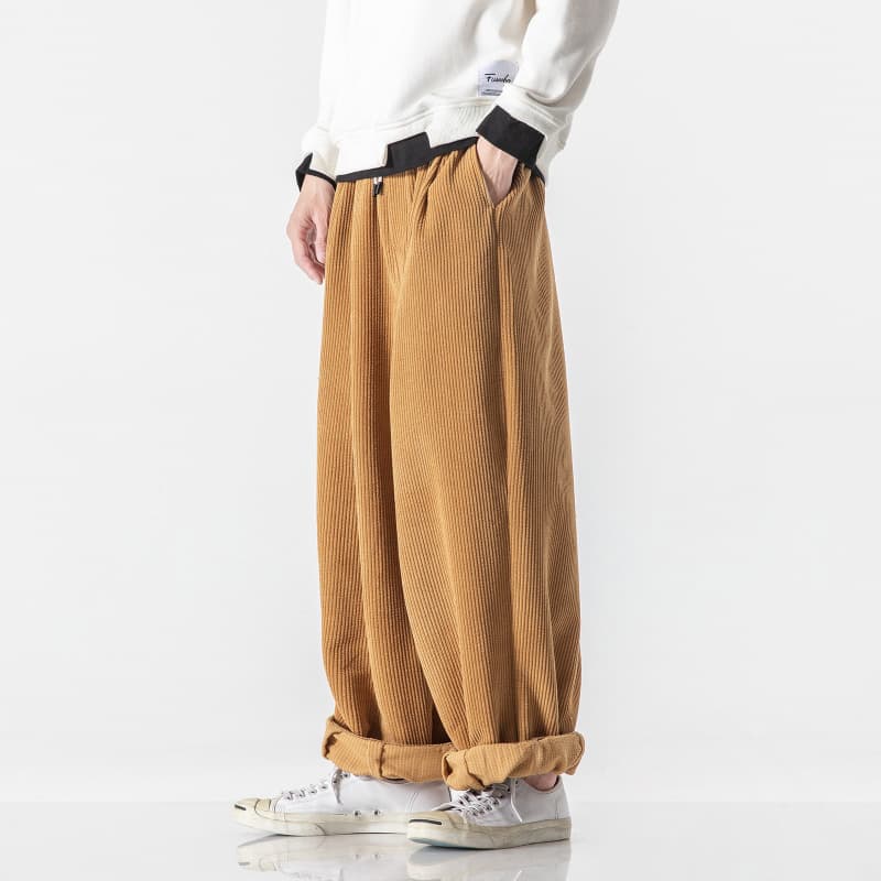 ワイドパンツ メンズ ワイドパンツ メンズ ゆったり畦編みワイドスラックス