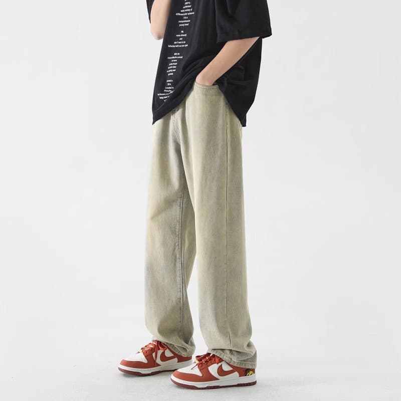 ワイドパンツ メンズ ストリート風ゆったりワイドデニム