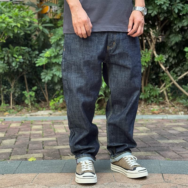 ワイドパンツ メンズ レトロワイドストレートデニム
