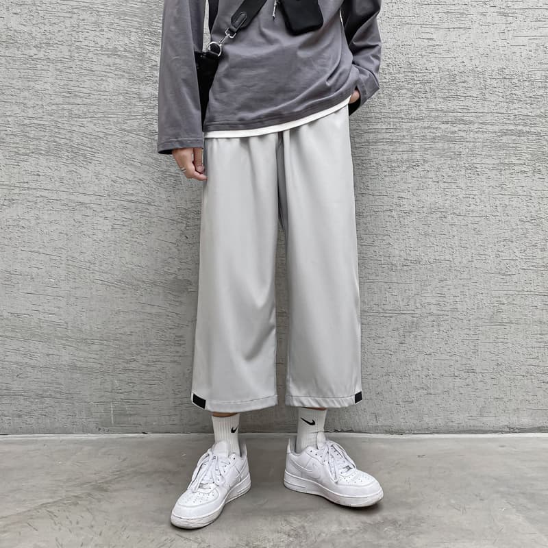 ワイドパンツ メンズ ドレープ感七分丈ワイドパンツ