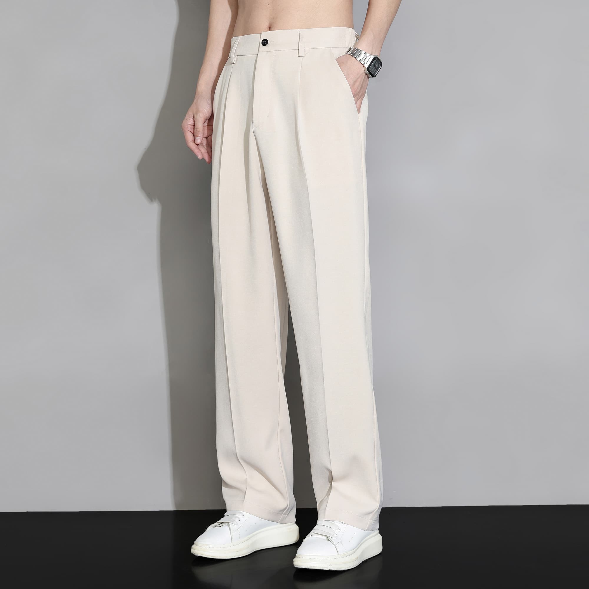ワイドパンツ メンズ シルキータッチ ワイドスラックス