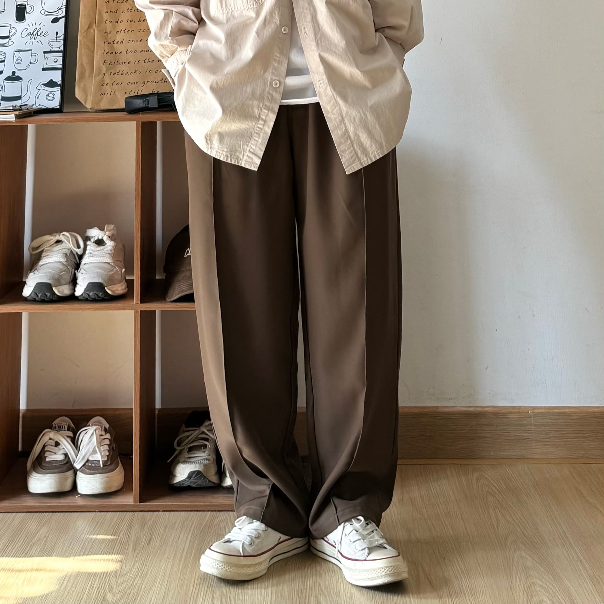 ワイドパンツ メンズ センタープレス ワイド スラックス