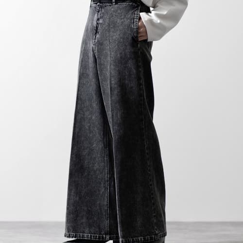 ワイドパンツ メンズ ヴィンテージ加工 ワイドデニムパンツ