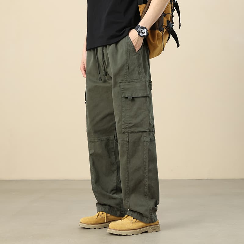 ワイドパンツ メンズ 綿100％ストレートワイドカーゴパンツ