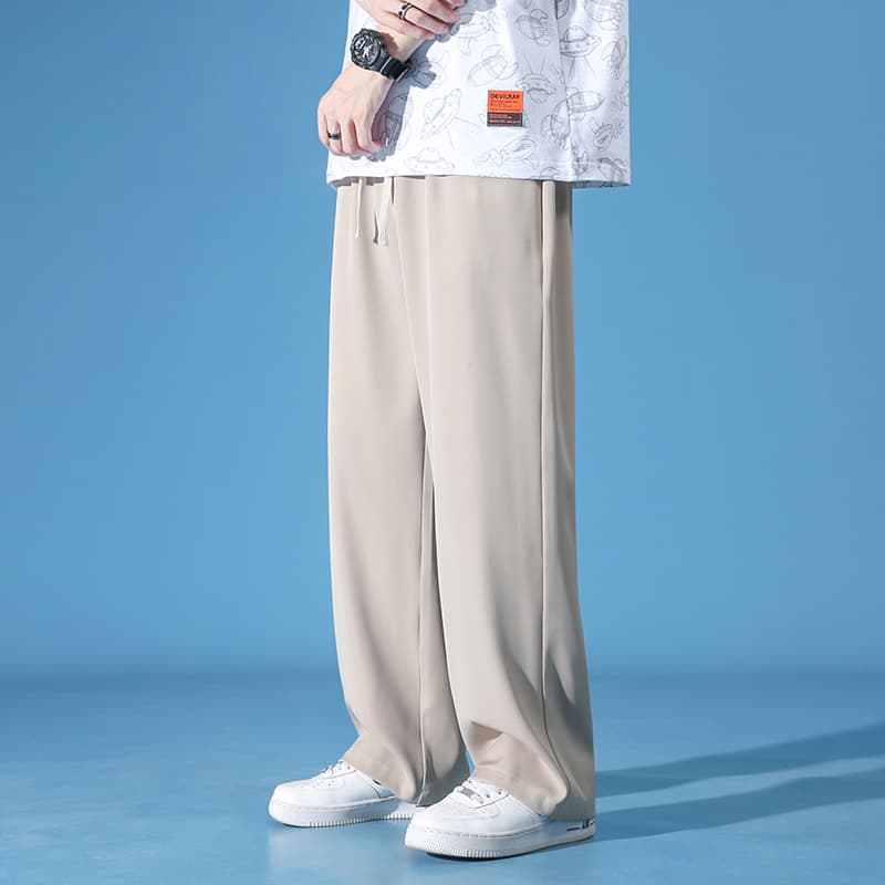ワイドパンツ メンズ ドレープ感絹のような質感ワイドパンツ