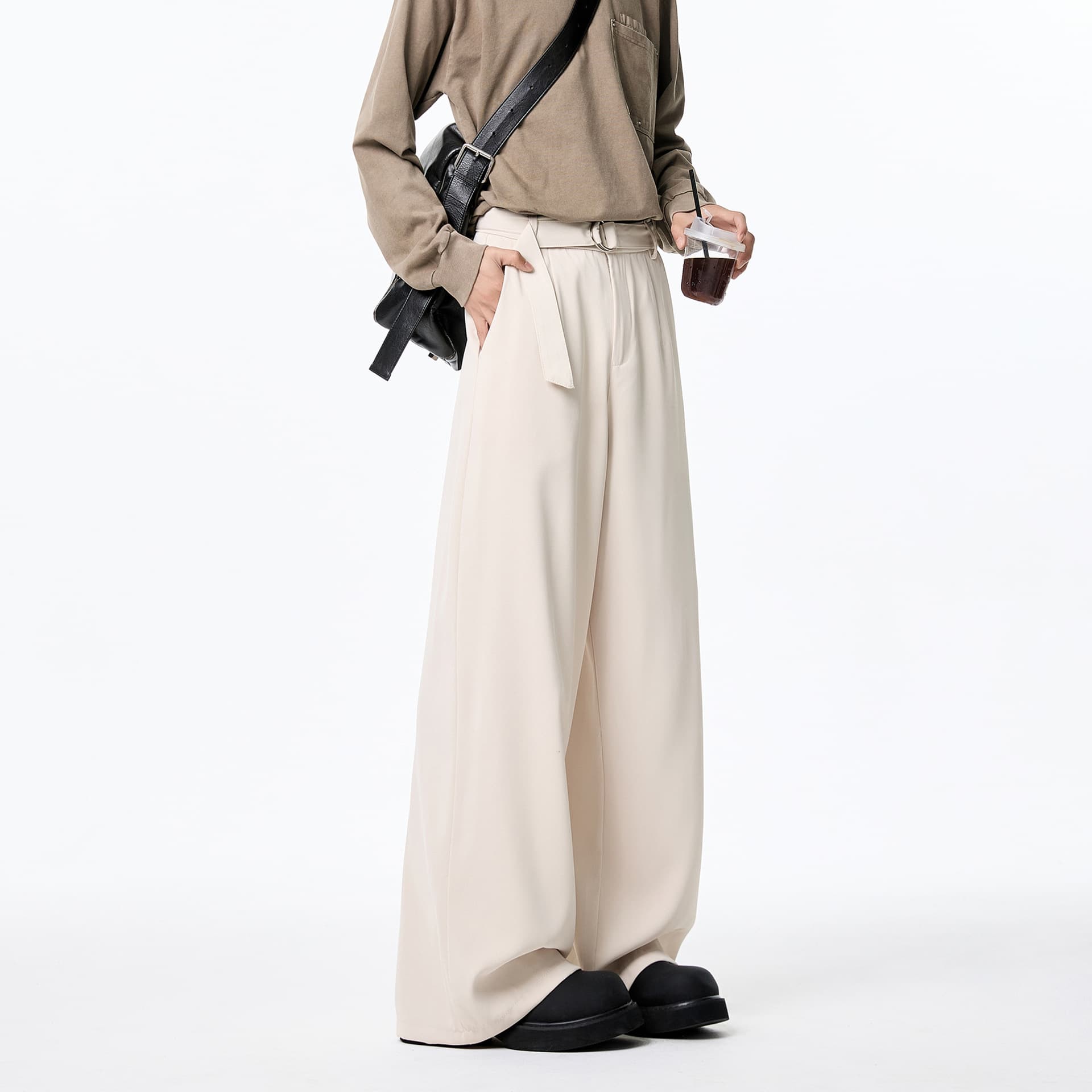 ワイドパンツ メンズ ワイドパンツ メンズ 洗練ゆったりロングスラックス