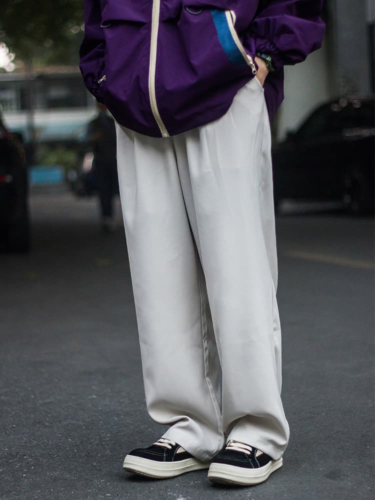 ワイドパンツ メンズ ドレープ感ストレートワイドパンツ