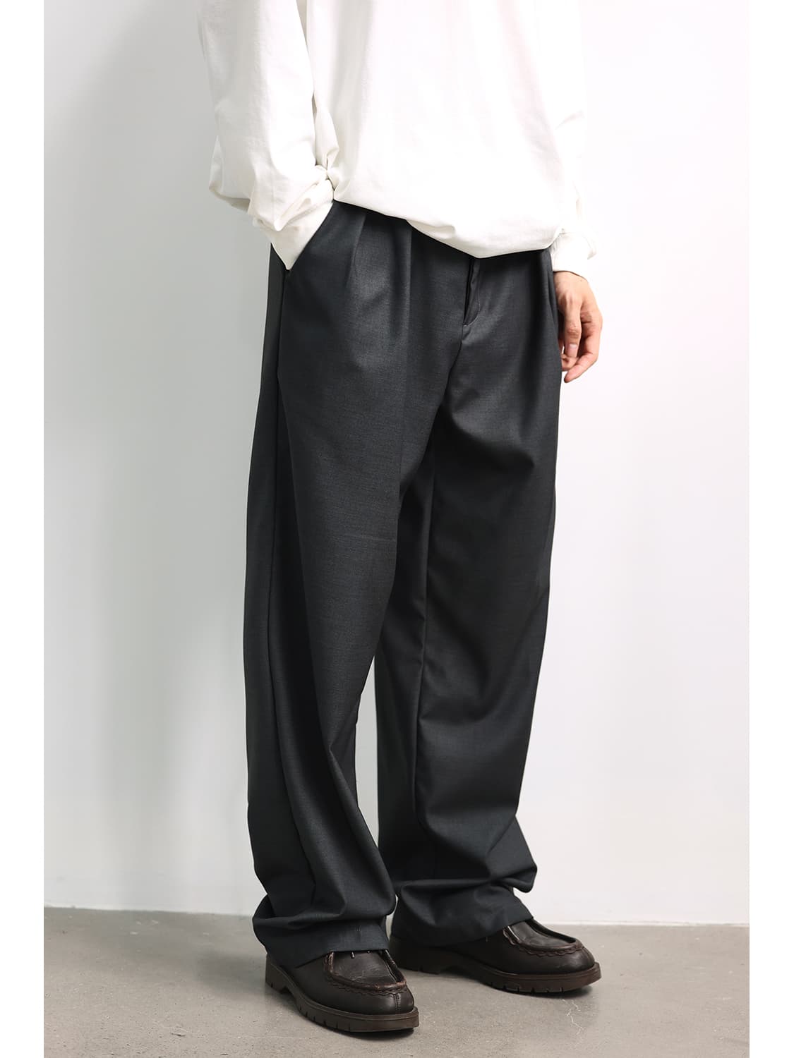 ワイドパンツ メンズ ドレープ感ストレートワイドパンツ