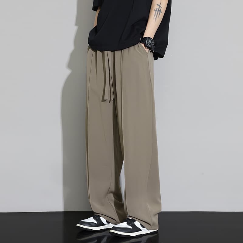ワイドパンツ メンズ シルクタッチストレート ワイドパンツ