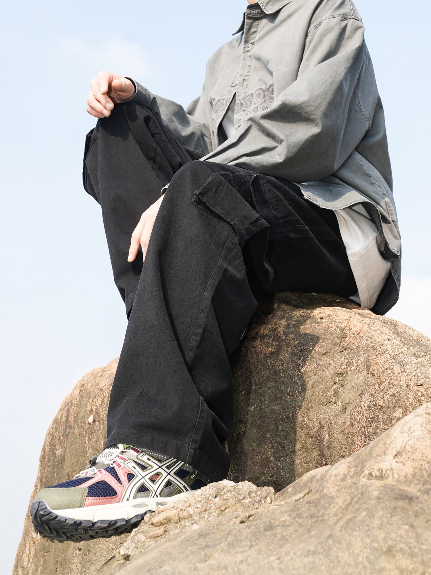 ワイドパンツ メンズ ワイドパンツ メンズ ゆったり実用的マルチポケットパンツ