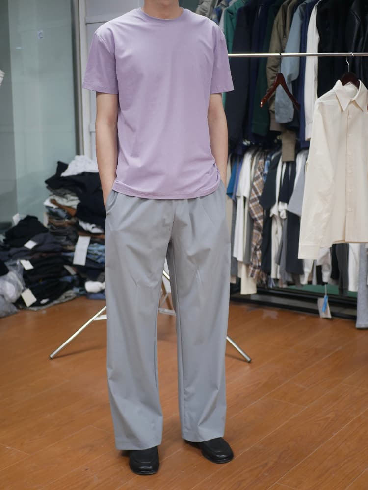 ワイドパンツ メンズ 直線ストレッチナイロンワイドパンツ