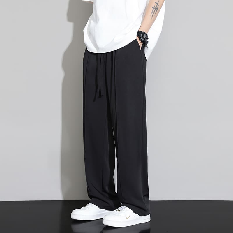 ワイドパンツ メンズ シルクタッチストレート ワイドパンツ