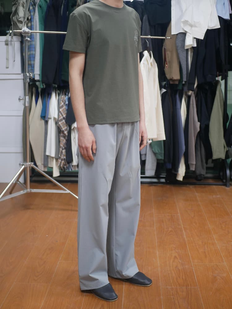 ワイドパンツ メンズ 直線ストレッチナイロンワイドパンツ