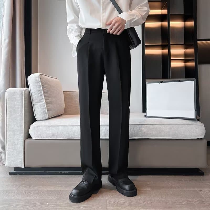 ワイドパンツ メンズ ストレートシルエット ドレープ感 ワイドスラックス