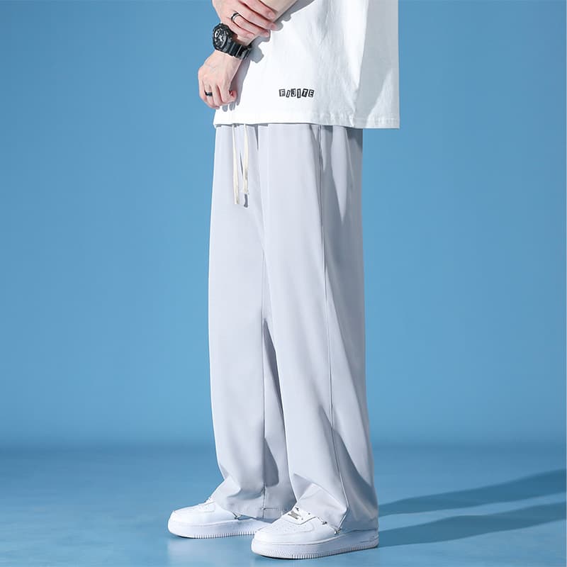 ワイドパンツ メンズ ドレープ感絹のような質感ワイドパンツ