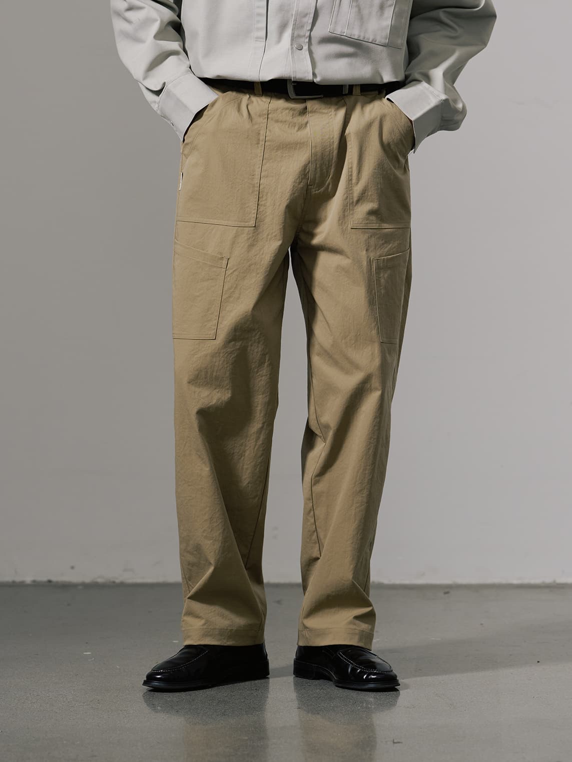 ワイドパンツ メンズ レトロ風ミリタリーカーゴワイドパンツ