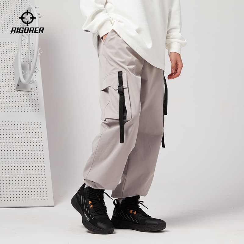 ワイドパンツ メンズ ストラップデザイン機能的カーゴパンツ