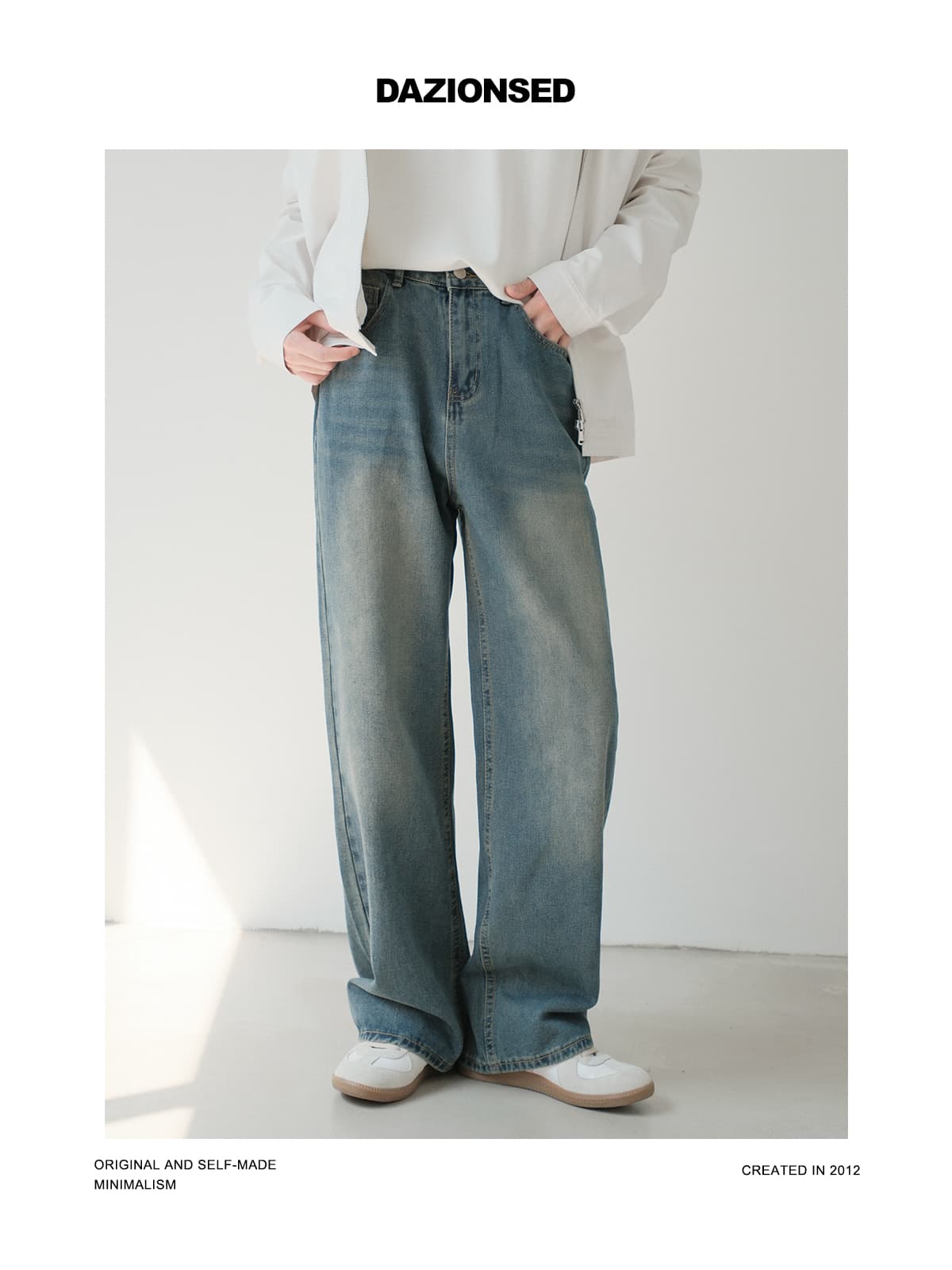 ワイドパンツ メンズ 半ゴム素材使用 ストレートワイドジーンズ