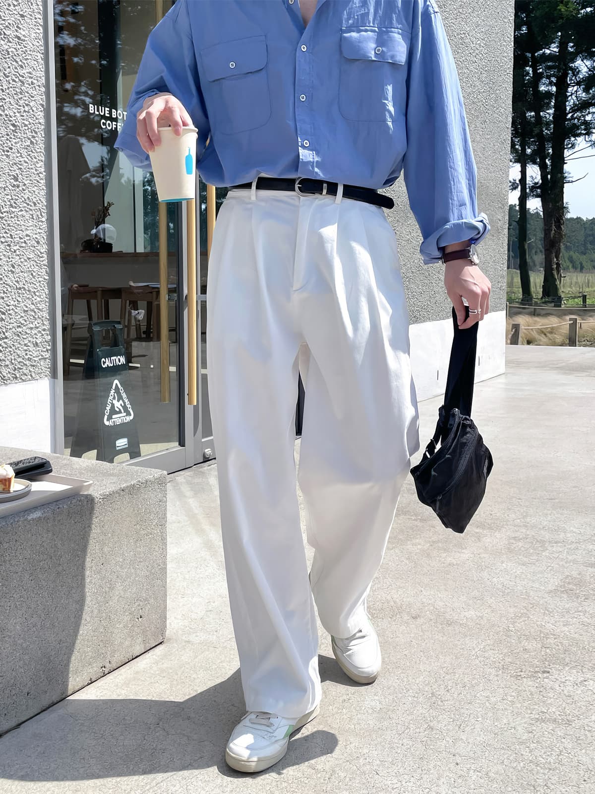 ワイドパンツ メンズ ダブルタック入り ワイドパンツ ストレート