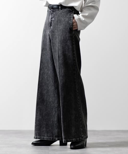 ワイドパンツ メンズ ヴィンテージ加工 ワイドデニムパンツ