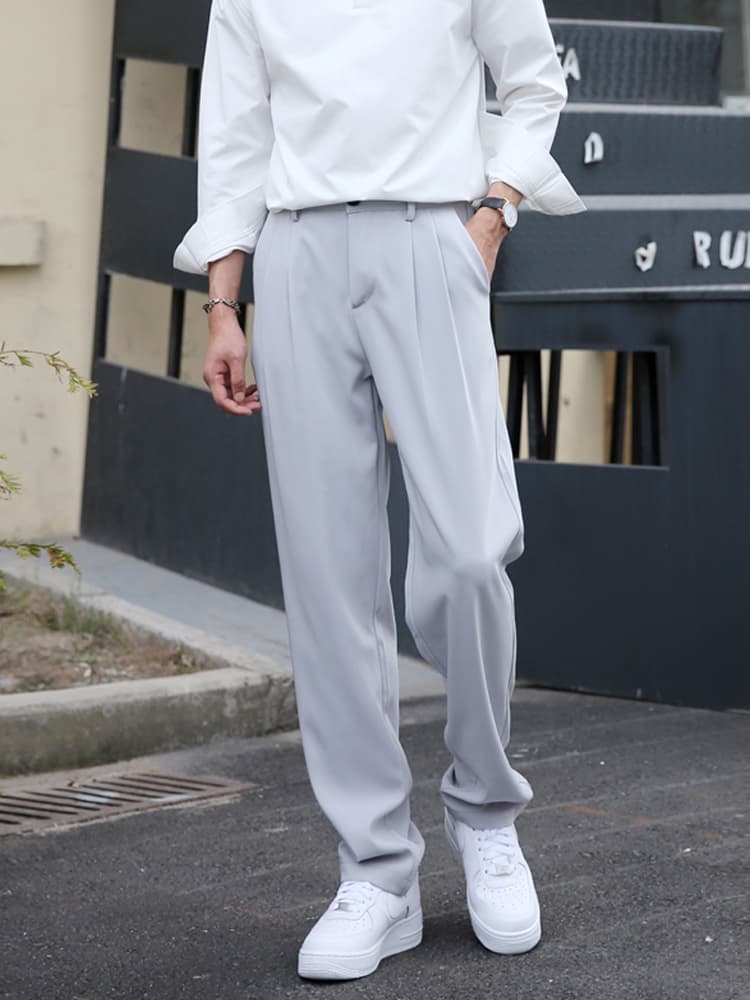 ワイドパンツ メンズ 高身長向け ドレープ感 ストレートワイドパンツ