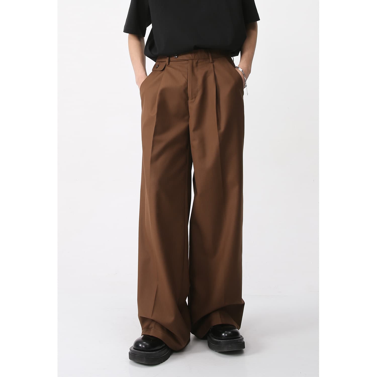 ワイドパンツ メンズ ワイドパンツ メンズ スタイリッシュゆったりフレアスラックス