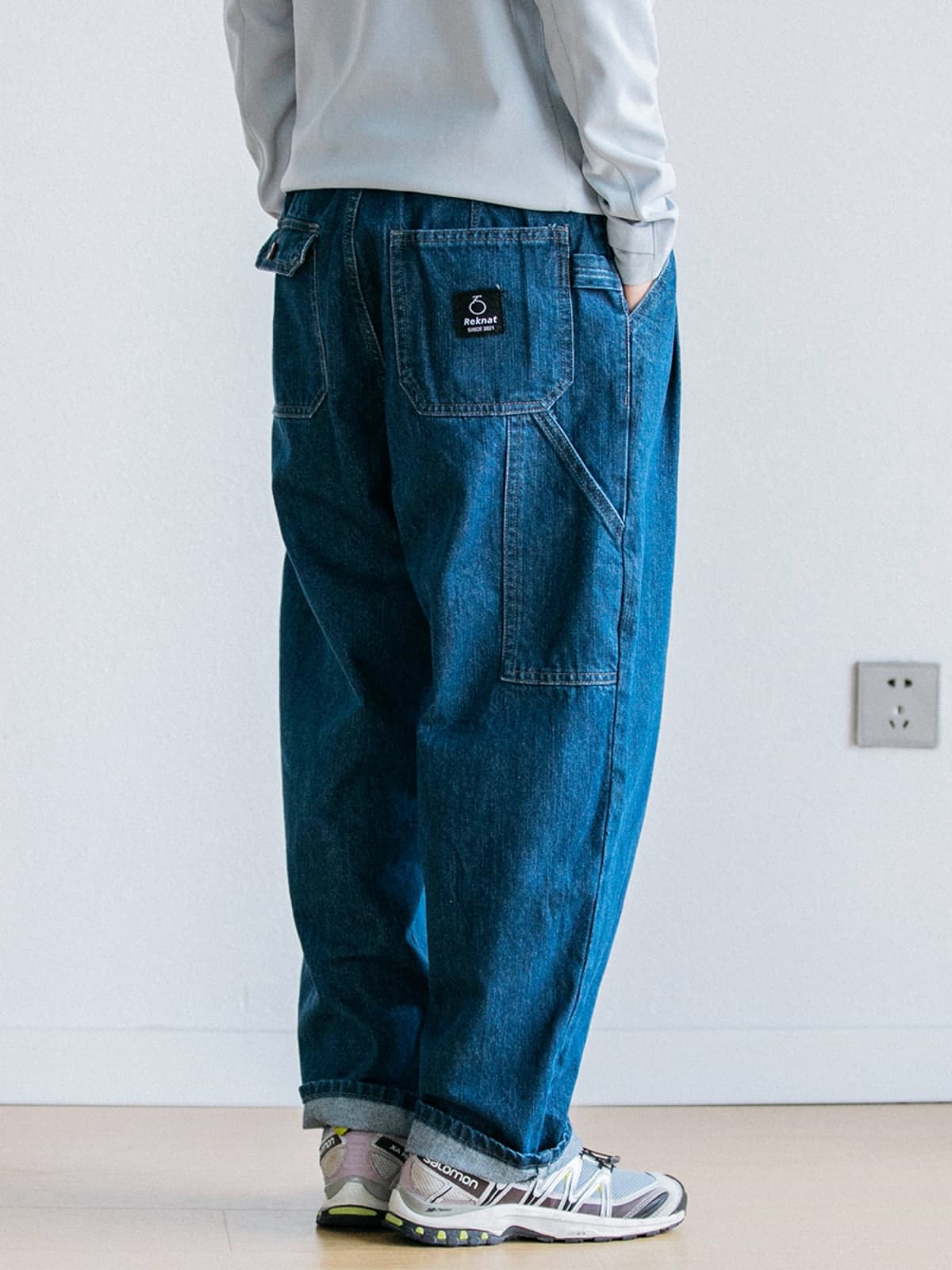 ワイドパンツ メンズ レトロワークテイスト ワイドジーンズ