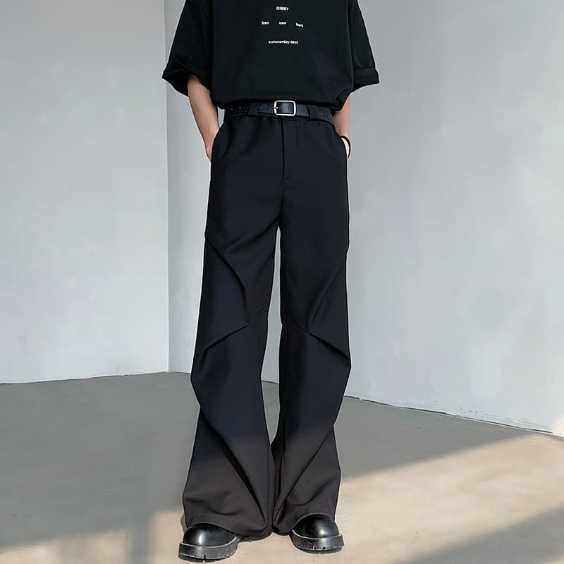 ワイドパンツ メンズ プリーツデザイン ワイドスラックス