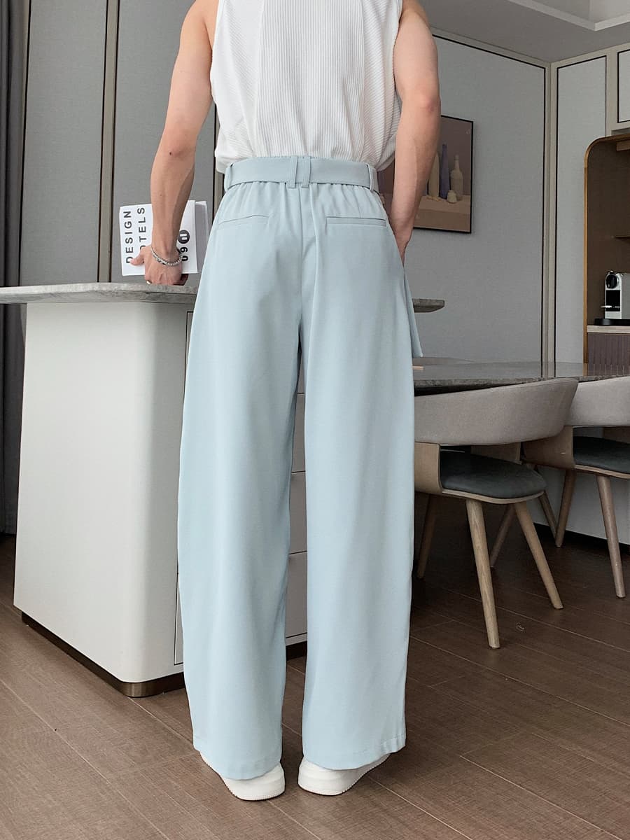 ワイドパンツ メンズ ワイドパンツ メンズ 贅沢ドレープ ベルト付きスラックス