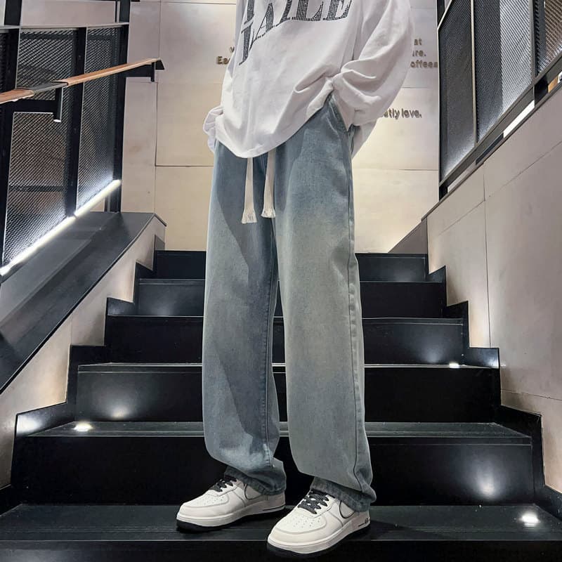 ワイドパンツ メンズ グラデーションウォッシュ加工ワイドジーンズ